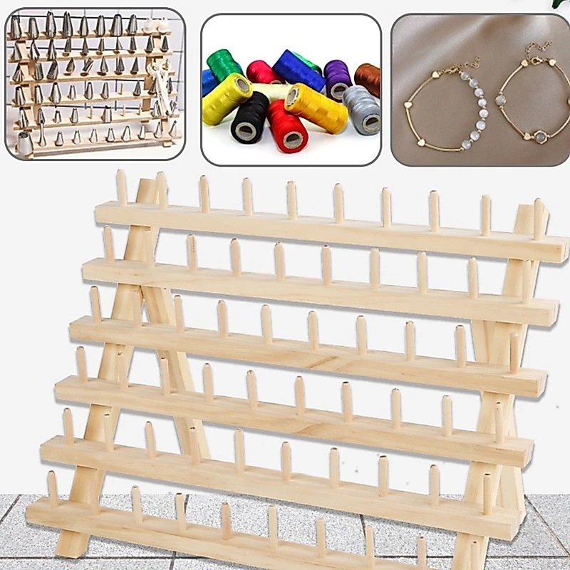 Cons พับผู้ถือด้าย 30 80 120 Spools เย็บเย็บปักถักร้อย Thread Rack Organizer แขวนผนังกรวยขาตั้งชั้นวาง Ne