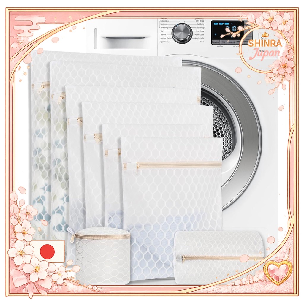 《Direct From Japan》  Laundry net, thick, set of 8, antibacterial, prevents clothing damage, prevents