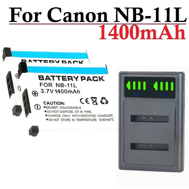 1400mAh NB 11L เครื่องชาร์จแบตเตอรี่ NB11L NB-11L ชุดแบตเตอรี่สําหรับ Canon SX410 คือ SX420 คือ Lxus