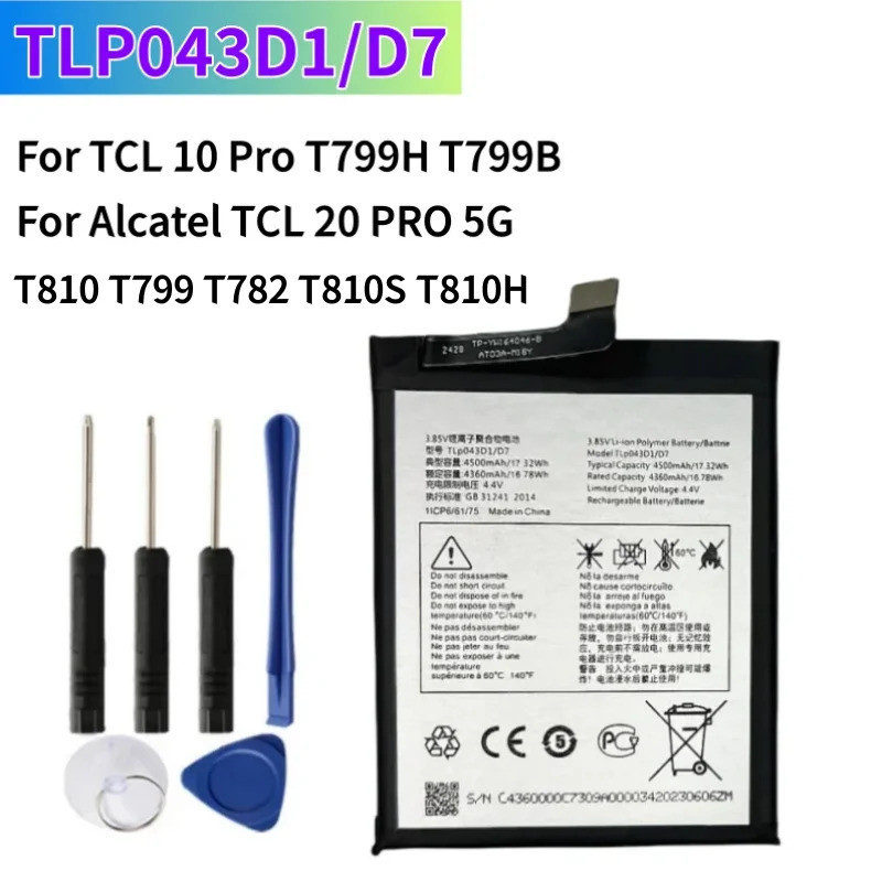 ใหม่ 4500mAh TLP043D1 TLP043D7 แบตเตอรี่สําหรับ TCL 10 Pro T799H T799B สําหรับ Alcatel TCL 20 PRO 5G
