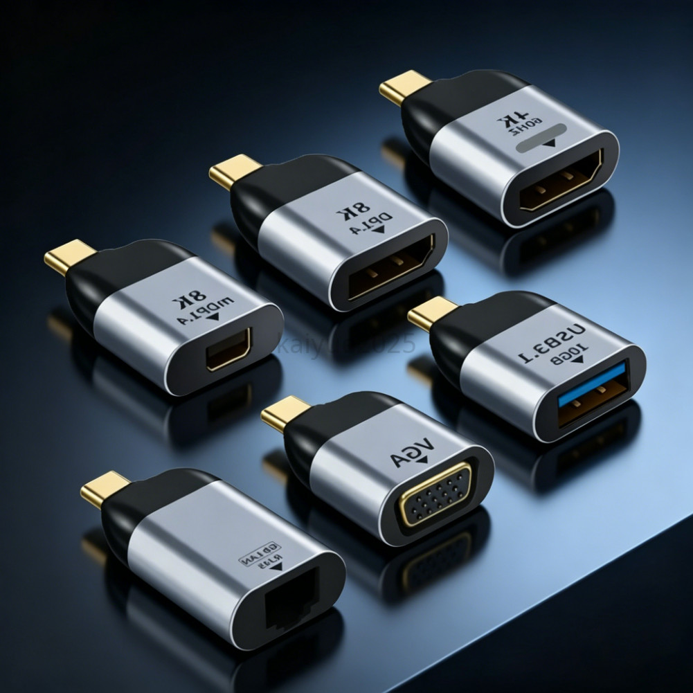 KAIYUE 8K USB ประเภท C ถึง HDMI 2.1 อะแดปเตอร์วิดีโอ Converter สําหรับกล่องทีวี PC แล็ปท็อปหน้าจอ 4K 120HZ Thunderbolt 3 HDMI2.1 USBC 3.1