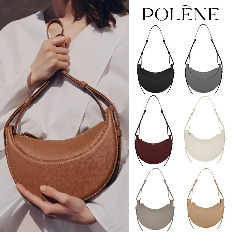 Cross-Border Polene Crescent Bag Polene paris Niche Design One-Shoulder Messenger Bag ของแท้หนังใต้ว