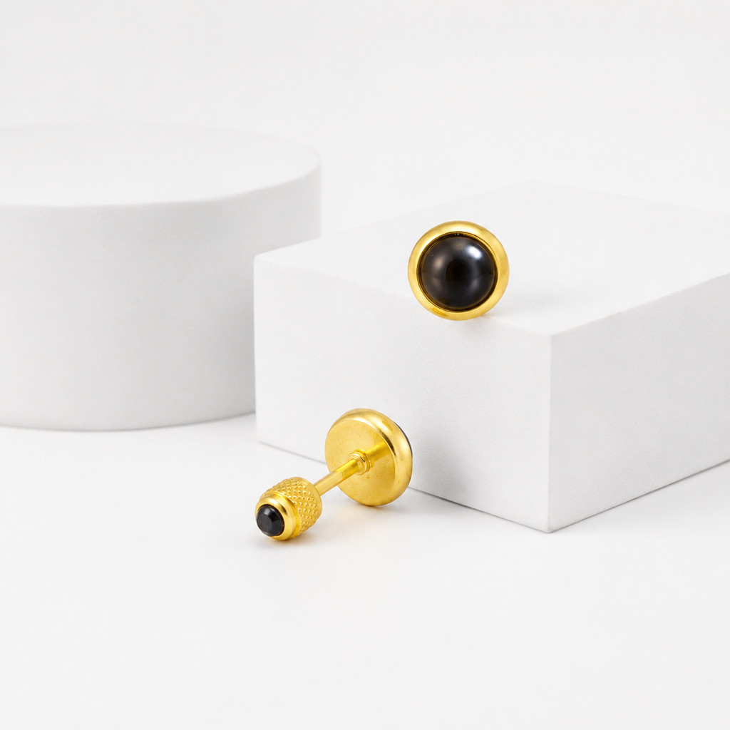 Vnox ผ่าตัดสแตนเลส 12 สี Cats Eye Birthstone ต่างหู, สองด้านสกรูกลับ Unisex ต่างหูสตั๊ด — صورة 7