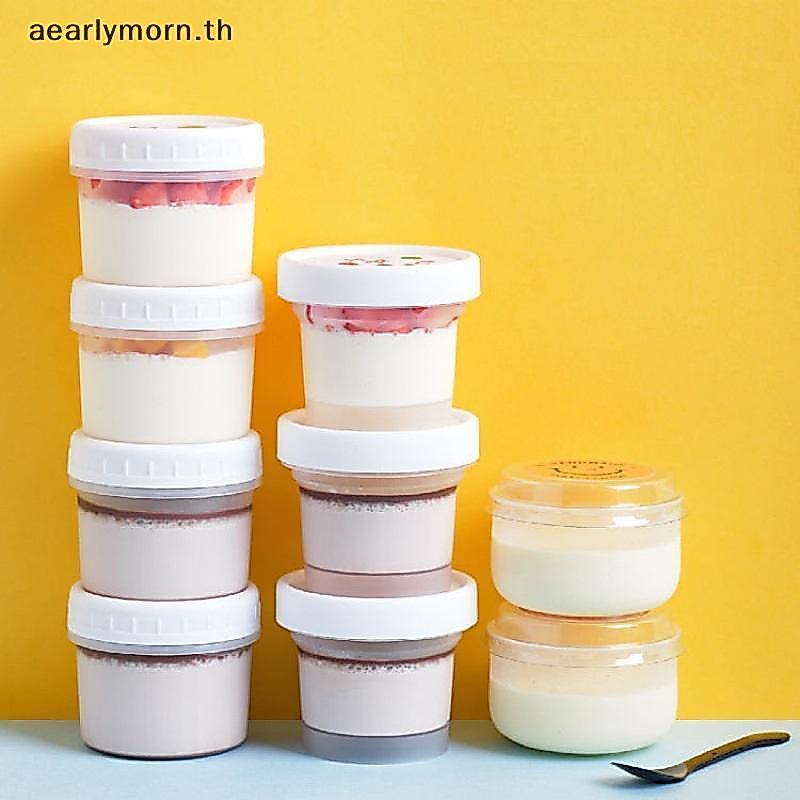 AA 10 ชิ้นทิ้งถ้วยขนมหวานพร้อมฝาปิดชามไอศกรีมโปร่งใสถ้วยพุดดิ้งกล่องเก็บเค้กชามโยเกิร์ตคอนเทนเนอร์ TH
