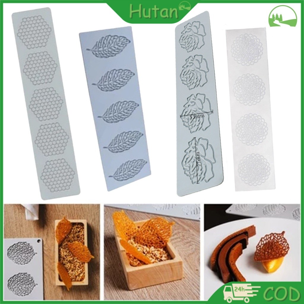 แม่พิมพ์ซิลิโคนสําหรับใบฉลุ Garnish, อุปกรณ์ขนม Tuile & Gumpaste, สต็อกโดยตรง