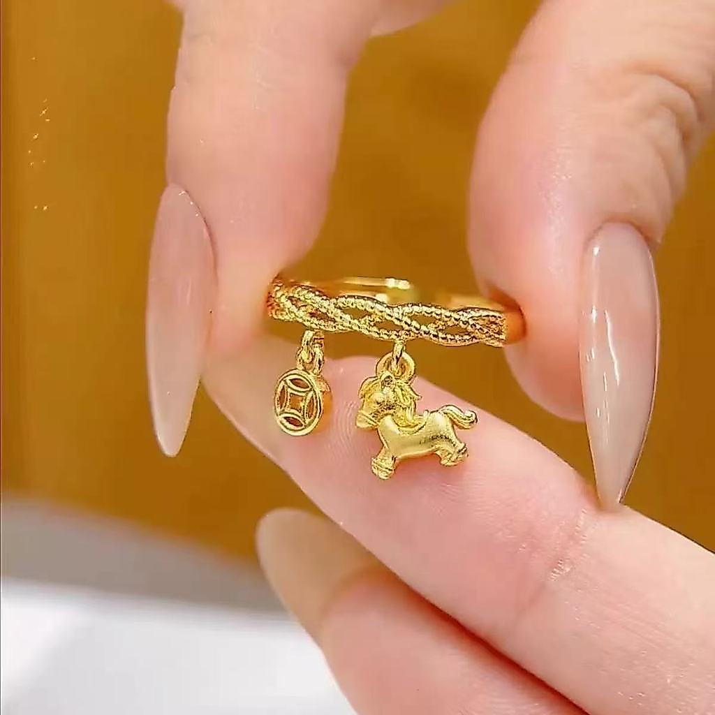 แฟชั่น All-Match ทันที Rich Lucky Design Zodiac Open Ring