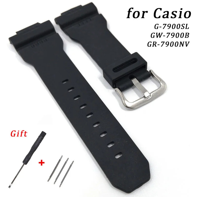 ซิลิโคน G-7900SL GW-7900B GR-7900NV สายคล้อง 28x16 มม.สายนาฬิกาสร้อยข้อมือกันน้ํากีฬาเปลี่ยนสายรัดข้