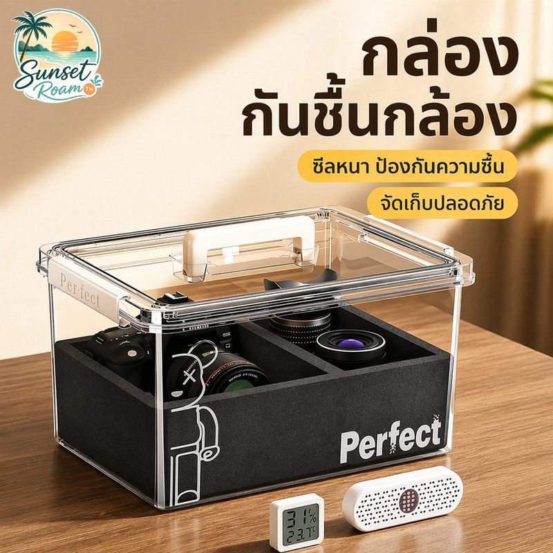 กล่องกันชื้น กล่องเก็บกล้อง ตู้กันความชื้น กล่องใส่กล้อง กันกระแทก ซีลแน่น พร้อมวัดความชื้น