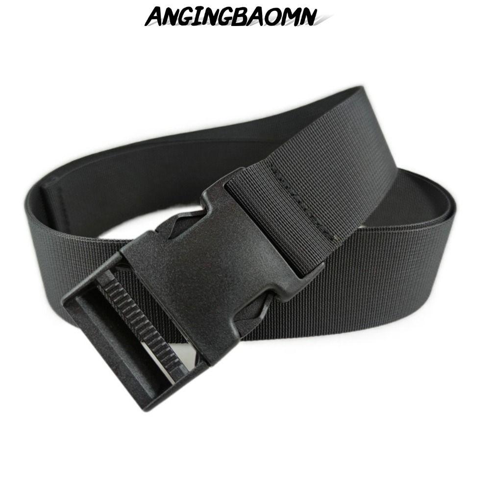 เข็มขัดหัวเข็มขัดพลาสติก ANGINGBAOMN, เข็มขัดถักไนลอนแบบปรับได้แบบสบาย ๆ, สายผ้าใบดีไซน์แบรนด์หรูแบบปลดเร็ว
