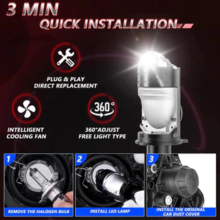 ไฟหน้า LED รถจักรยานยนต์ H4 - เลนส์โปรเจคเตอร์ 10000LM พร้อมพัดลมเทอร์โบระบายความร้อน