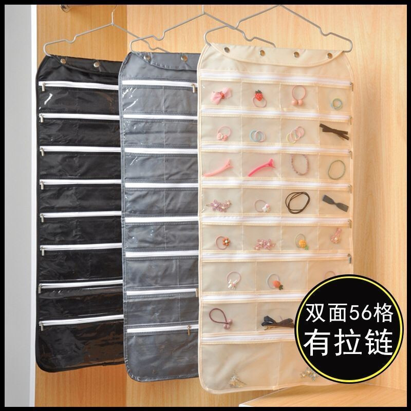 Tyk 56 ตารางสองด้านผ้า Oxford กระเป๋าดึงสร้อยคอ Home Wall-แขวน Hairpin เครื่องประดับแขวนกระเป๋า 1DFB