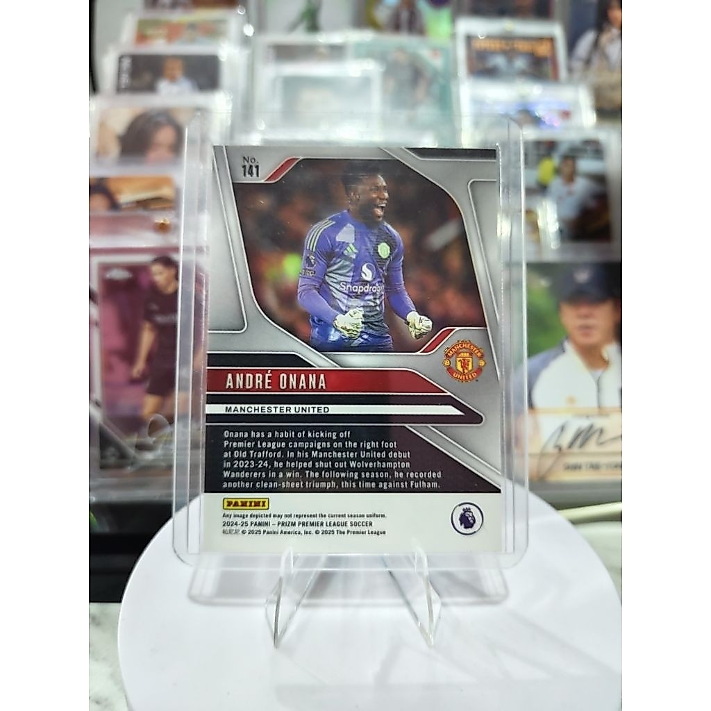 การ์ดฟุตบอล Panini Prizm Manchester United Andre Onana ดั้งเดิม Photocard
