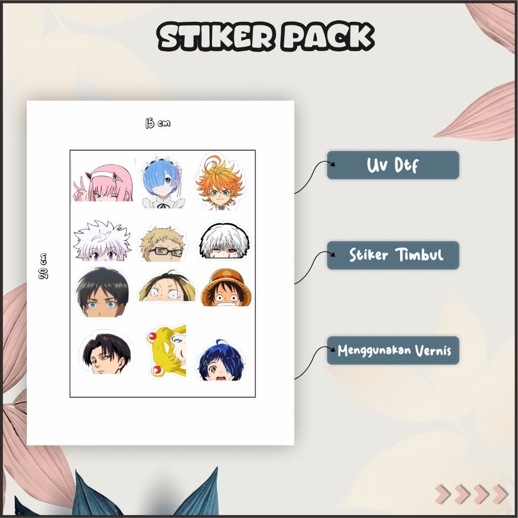 HIJAU Sticker Sticker Setikker Pack UV DTF Motif Sticker Peek Black Green P3