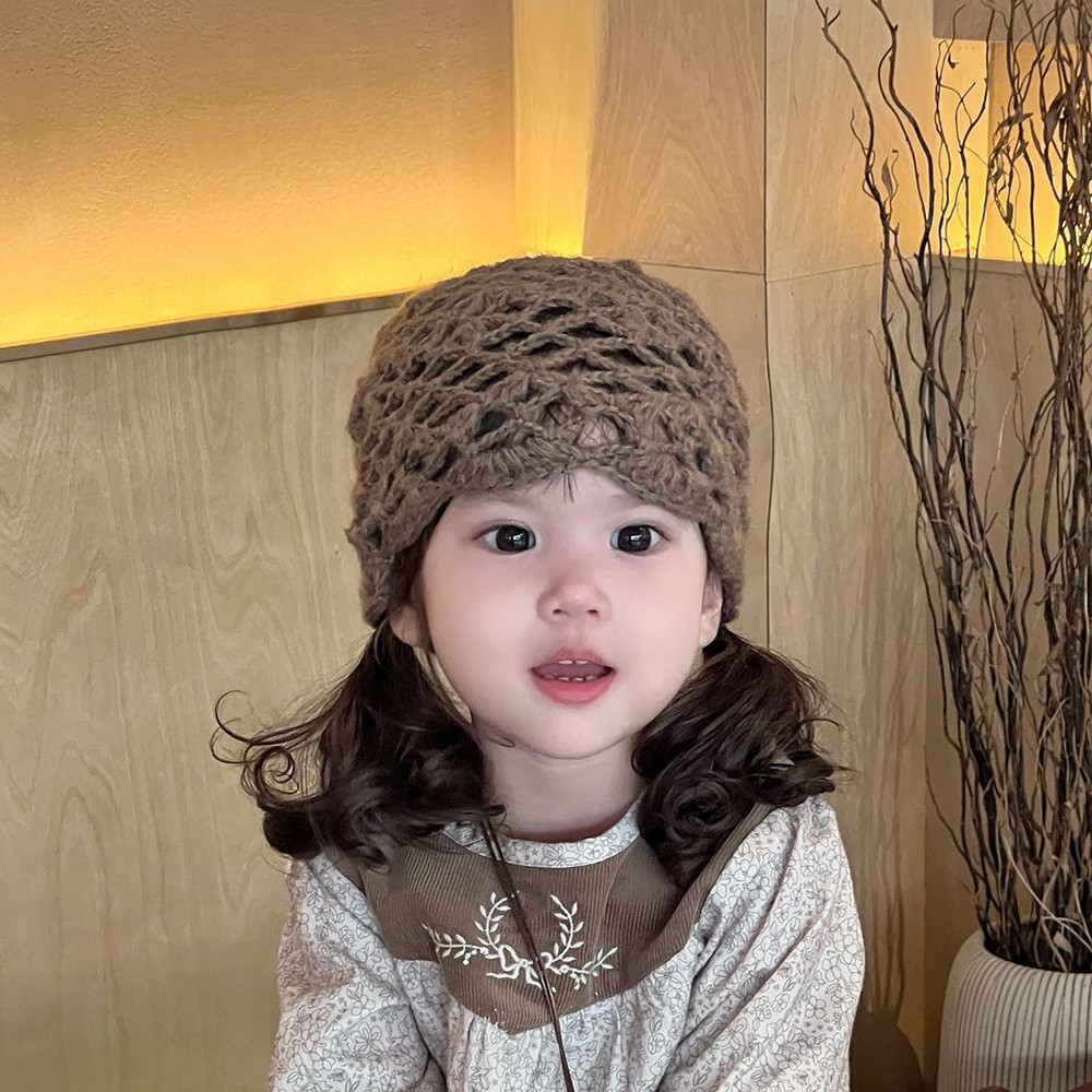 หมวกถักสำหรับเด็ก อายุ 6-24 เดือน สไตล์ฤดูใบไม้ผลิและใบไม้ร่วง ทำด้วยผ้าขนสัตว์ กะทัดรัดสำหรับการเดินทาง