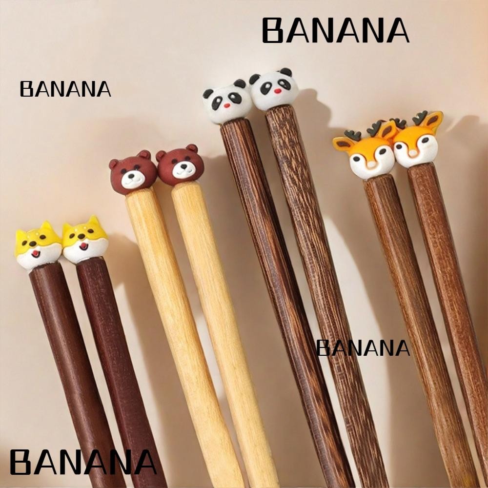 BANANA1 ตะเกียบยาว, สัตว์น่ารัก Anti-slip ซูชิก๋วยเตี๋ยวตะเกียบ, การ์ตูนนํากลับมาใช้ใหม่ Elk Bear Panda ไม้เด็กการฝึกอบรมตะเกียบเครื่องมือทําอาหาร