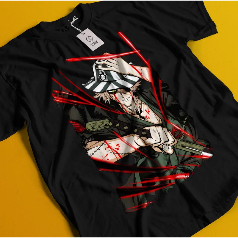 Urahara Kisuke Bleach อะนิเมะเสื้อยืด Zaraki เสื้อยืด Ichigo Bankai Tee Aizen