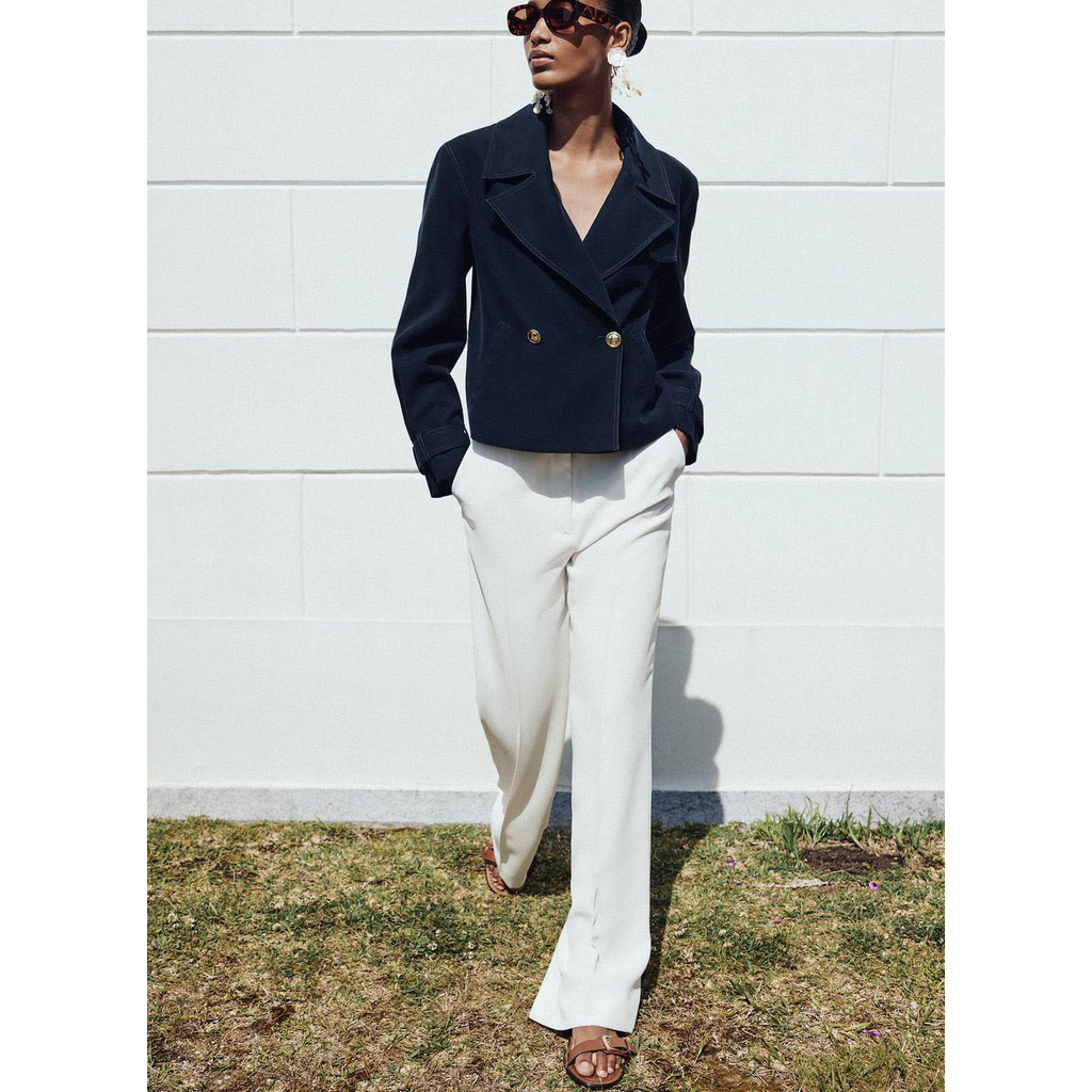 ZA Lapel Long Sleeve Wanted Line Decoration Commuter Short Jacket 3588885 - รูปที่ 2