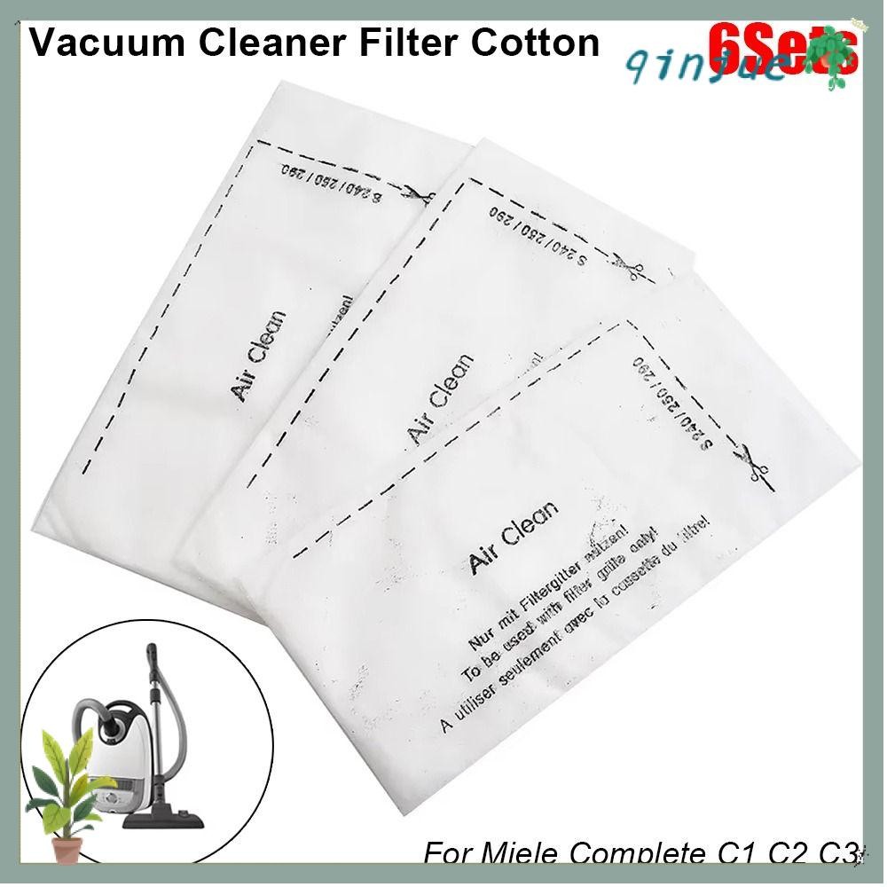 QINJUE 6 ชุดเครื่องดูดฝุ่น,ท่อไอเสีย Air Clean กรองผ้าฝ้าย,ทนทาน Pack อะไหล่สําหรับ Miele Complete S