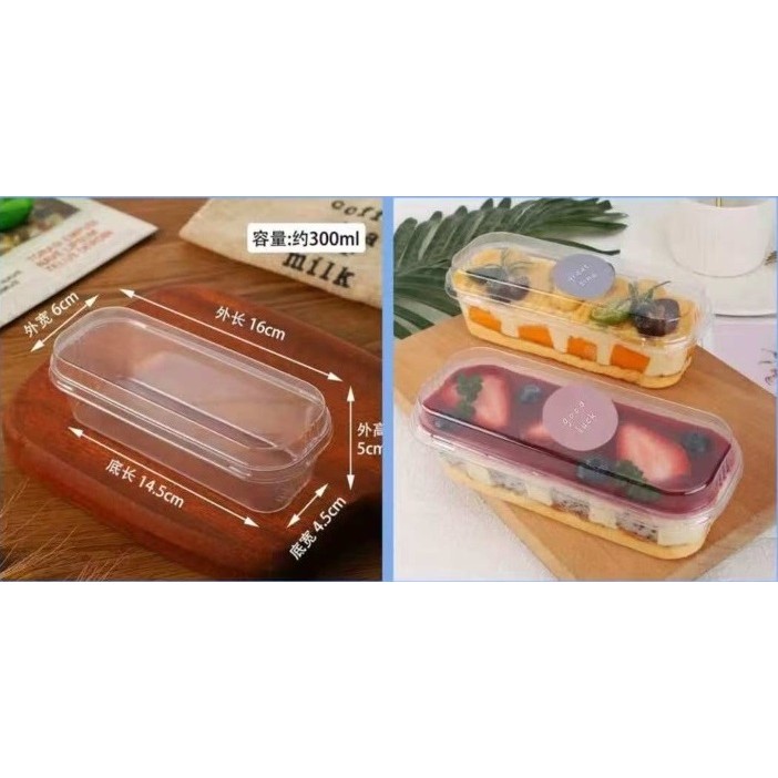 XY599 (16*6*5) 300ml PET กล่องสี่เหลี่ยมผืนผ้าโปร่งใส W Lid-50pc/pkt