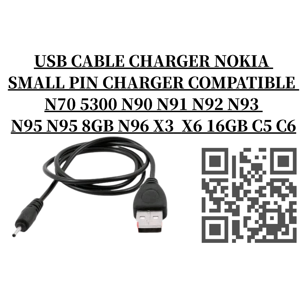 NOKIA CHARGER SMALL PIN โทรศัพท์ NOKIA N70 5300 N90 N91 N92 N93 N95 N96 X3 X6 16GB C5 C6