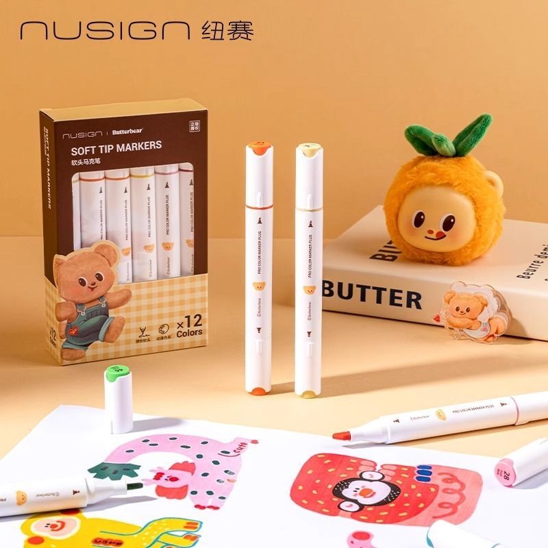 Nusign nusign Butter Bear Joint Deli Marker Quick-Drying ปากกาสีน้ํานักเรียนศิลปะภาพวาด Graffiti