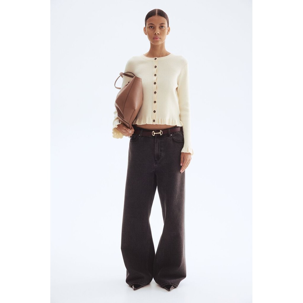 H&M(เอชแอนด์เอ็ม) คาร์ดิแกนถักริบ Women Rib-knit cardigan 1295387_1
