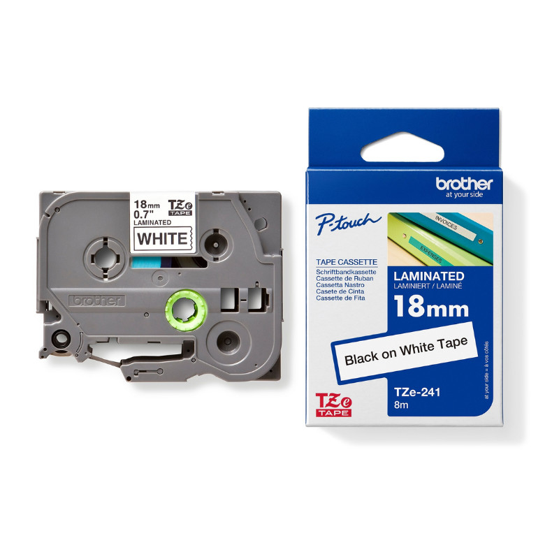 BROTHER เทปพิมพ์อักษร รุ่น TZE-241 สีดำ พื้นขาว ขนาด 18 มม. x 8 เมตร