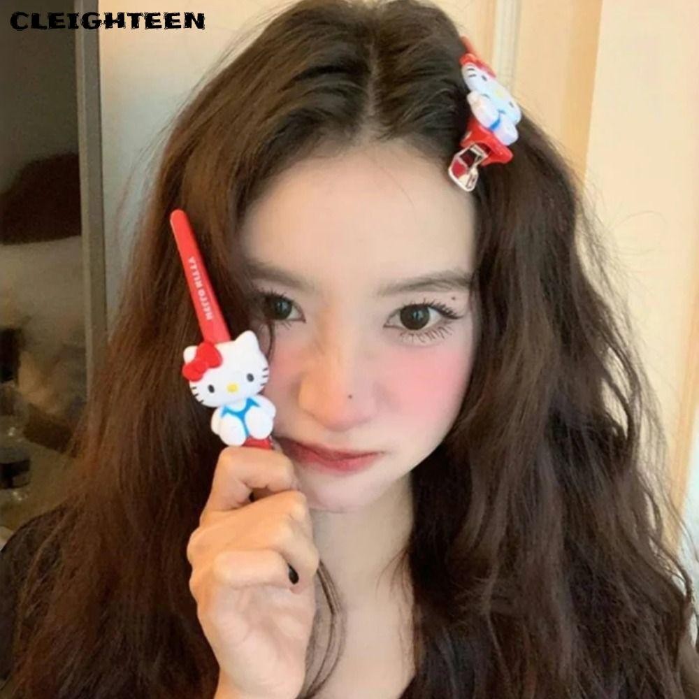 CLEIGHTEEN การ์ตูนอะนิเมะ Hello Kitty Hairpin, ของขวัญน่ารักสำหรับสาวๆ พร้อมใช้งานเป็นเครื่องประดับผมและหัวเรียวหรู