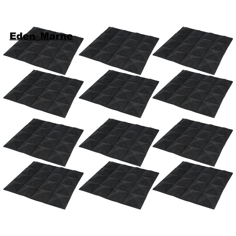 [Eden_Marner]12 ชิ้น -Soundproofing Foam การดูดซับเสียง Pyramid Studio Treatment แผงผนัง
