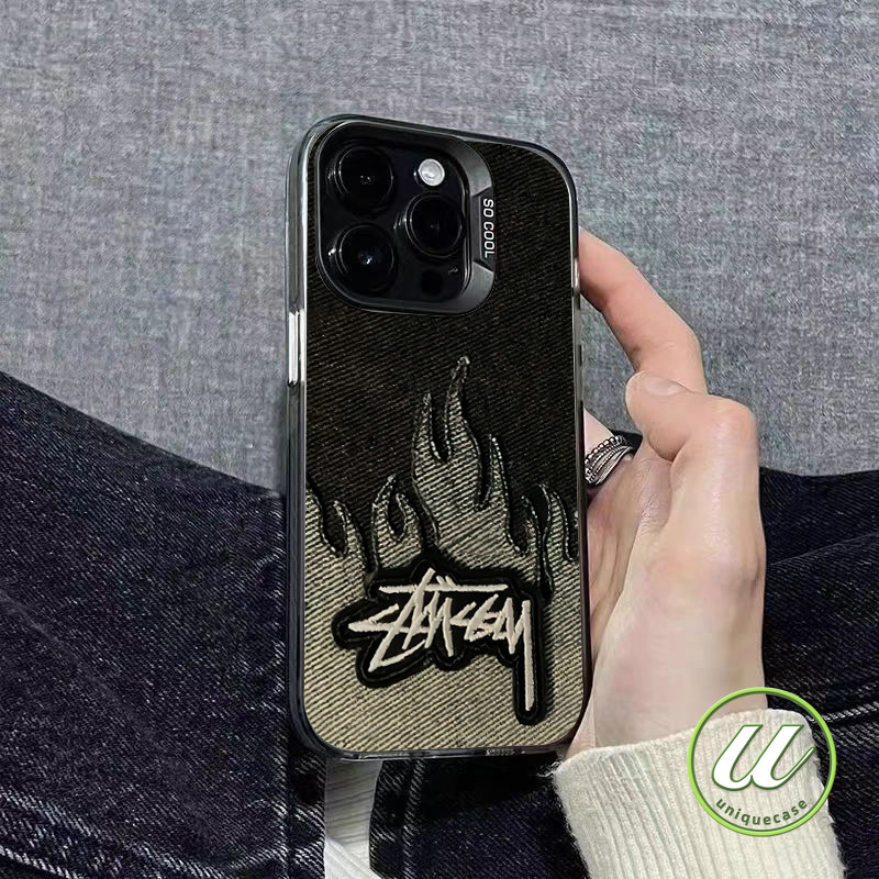 เคสไอโฟน 13 เลนส์โลหะอินเทรนด์สีดำเปลวไฟ สำหรับ IPhone 17 13 12 16 14 11 15 Pro Max XR 7Plus X 15 14 8 7 16 Plus XS Max