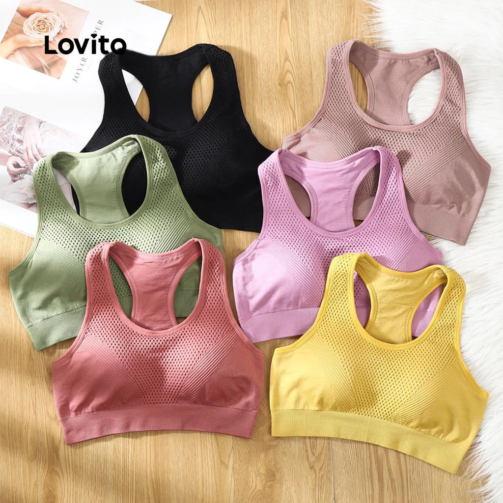Lovito บราสปอร์ต ไร้รอยเย็บ มีเข็มขัด LNE51381 thumbnail 3
