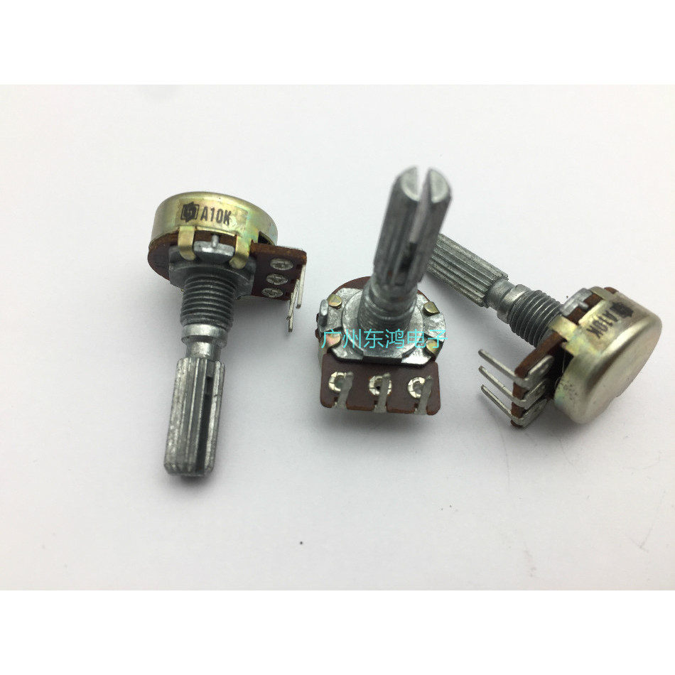 Shengwei RK16 ประเภท Potentiometer Single-Link 3-Pin Inward ดัดเท้า A10K 25 มม.แกนปริมาณ Potentiomet
