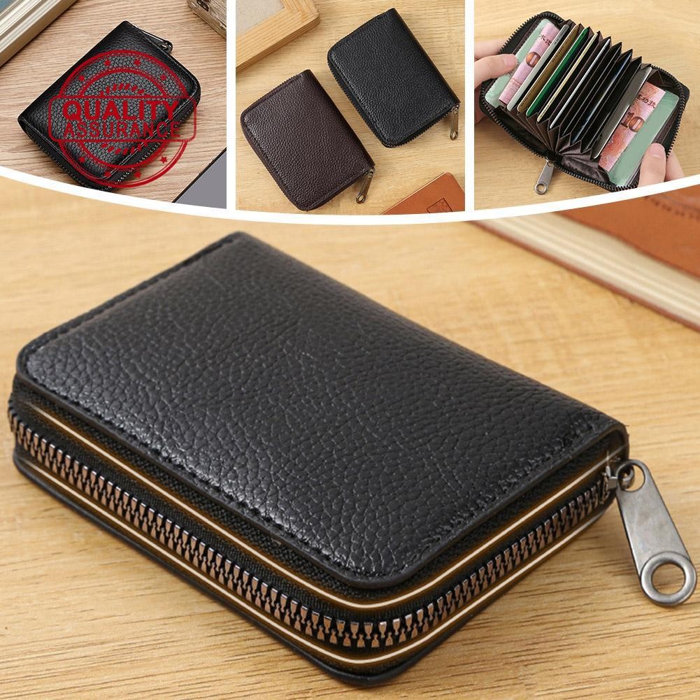 SEUW Pu Leather Wallets Multi-slot Card Holder Coin Purse Folding Short Wallet Anti-magnetic สําหรับ