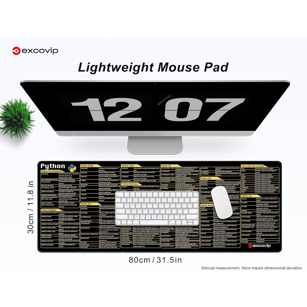 Exovip Python Commands ทางลัดแผ่นรองเมาส์ -80x30x0.2 ซม.ขยายขนาดใหญ่ความร้อนแผ่น Mousepad PC Office 