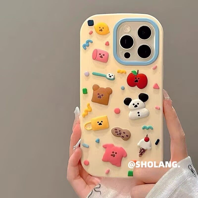 การ์ตูนการ์ตูนสามมิติเต็มหน้าจอสัตว์เล็ก iPhone15promax Apple 14 เคสโทรศัพท์ 13 ซิลิโคน 12 รวมทุกอย่