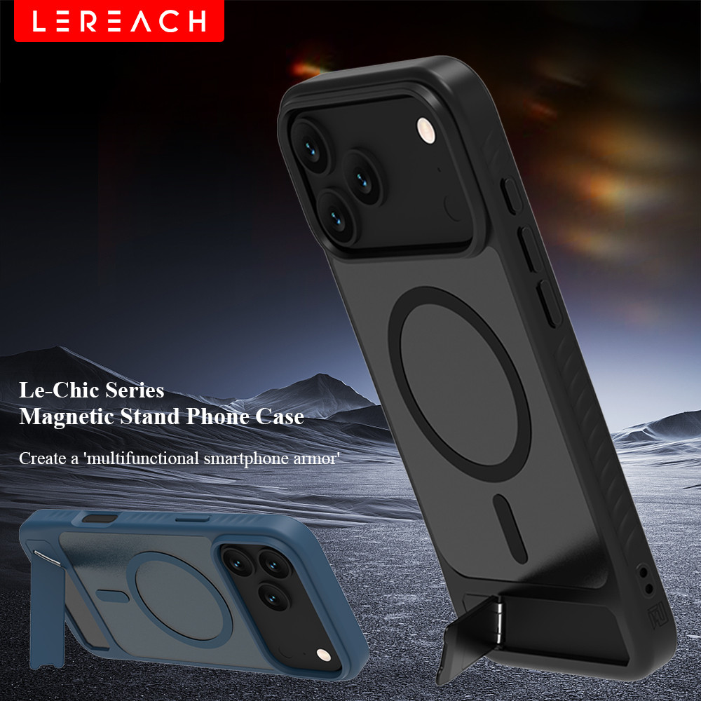 Lereach Magnetic Stand เคสโทรศัพท์สําหรับ iPhone 17 Pro Max / iPhone Air / 17 Pro / 17 Drop Protection, ขาตั้งปรับได้