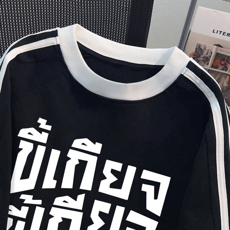 BCKR🎀cotton100%สามขีด สร้างสรรค์ ลายตัวอักษร เสื้อผญ เสื้อ🤍ชุดหน้าร้อน oversize คอกลม เสื่อยืดYG1154 - รูปที่ 3