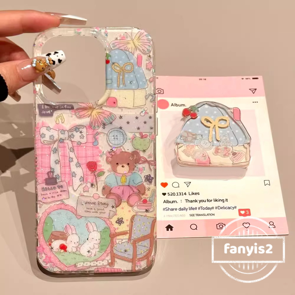 เข้ากันได้สําหรับiPhone 16 15 14 13 12 11 Pro Max X XR Xs Max 7 8 Plus SE2020การ์ตูนหมีเคสโทรศัพท์ปกอ่อนใส