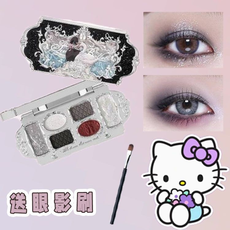 Flower Knows Swan Ballet พาเลทอายแชโดว์หกสี 02 Black Swan Earth Color Daily Matte Fine Flashing Pear