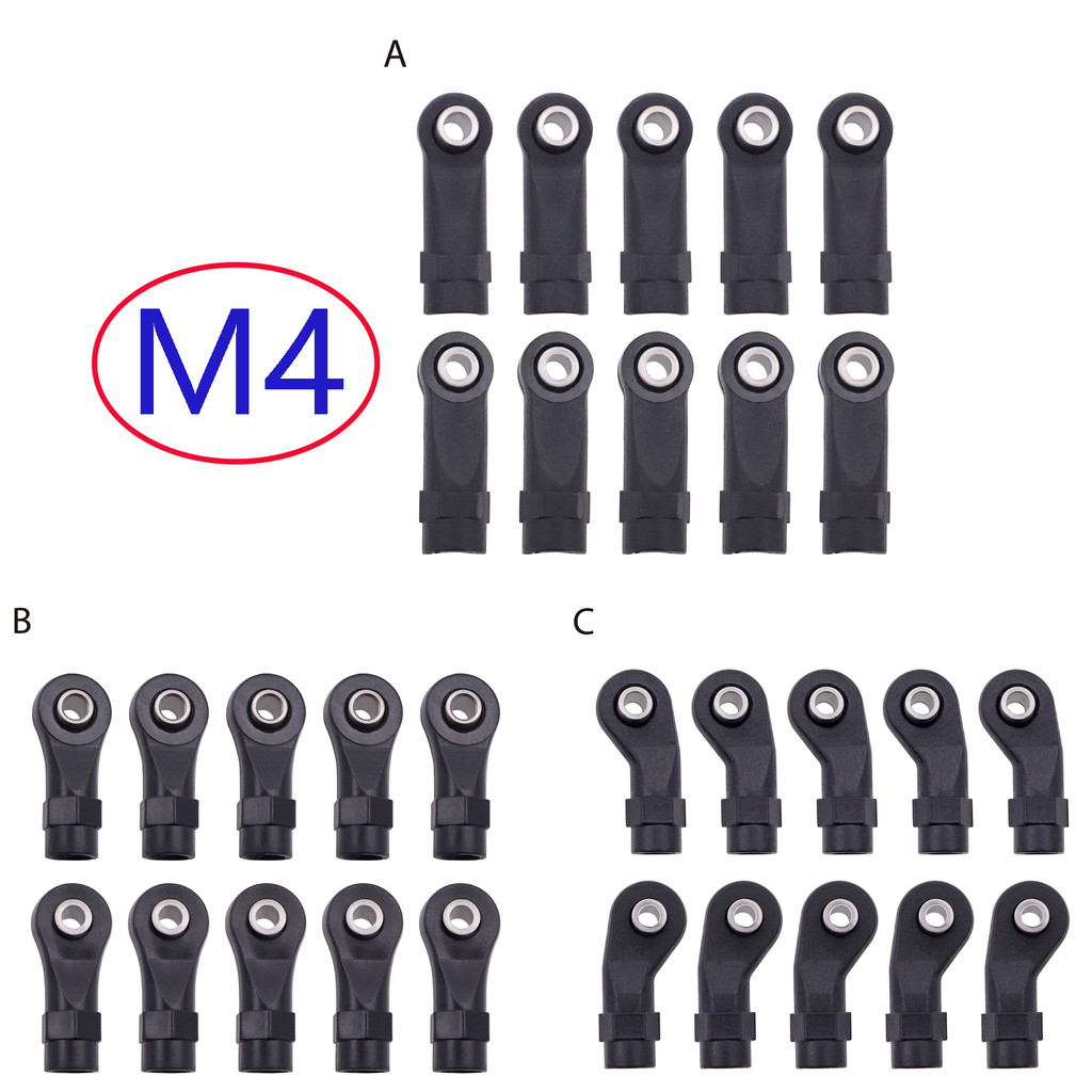 10pcs พลาสติก M4 Rod Ends หัว Linkage Joint ตรง Bent Link Balls สําหรับ 1/ 10 RC Crawler รถ SCX10 TR