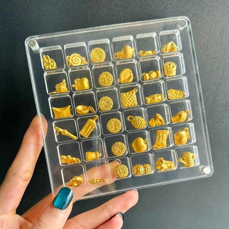 กล่องเก็บถั่วสีทองขนาดเล็กจี้ทองจี้สร้อยข้อมือสร้อยคอลูกปัดทองแท้กระปุกออมสินกระปุกออมสินกล่องต่างหู