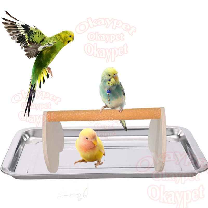 ของเล่นนก คอนยืนนกแก้ว คอนไม้ คอนลับเล็บ คอนสามเหลี่ยม สำหรับนกแก้ว คอนยืนไม้ คอนนก นกหงส์หยก