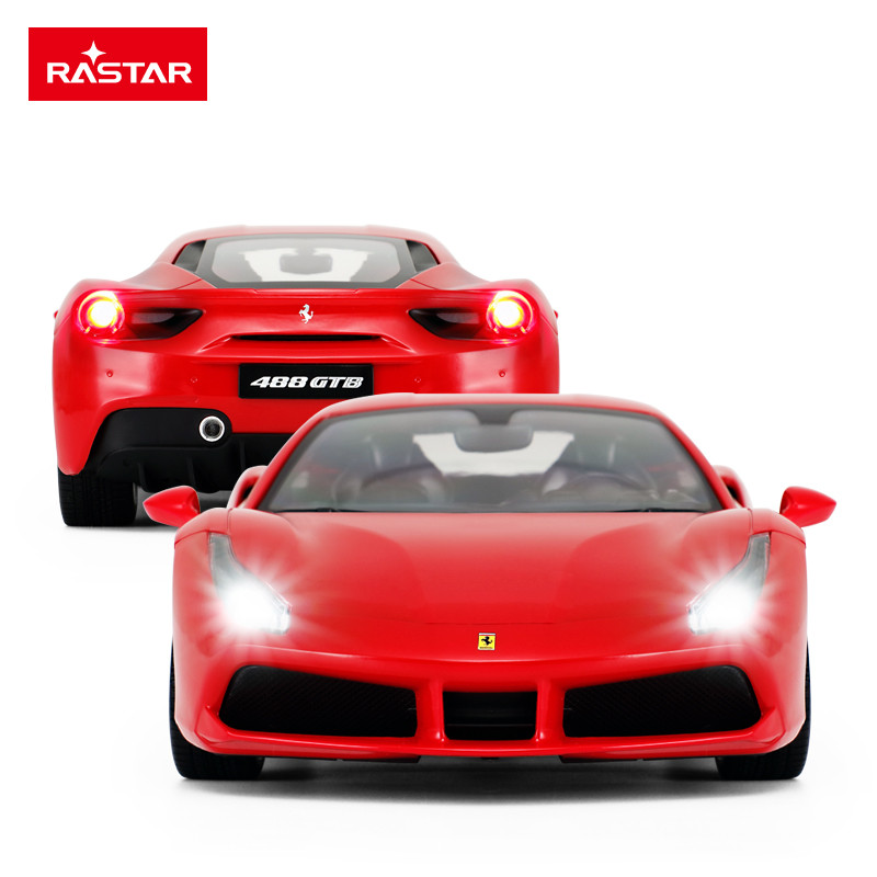 R RASTAR/Xinghui Ferrari 488 รีโมทคอนโทรลรถเด็กจําลองรุ่น Boy รถสปอร์ตไร้สาย 75600