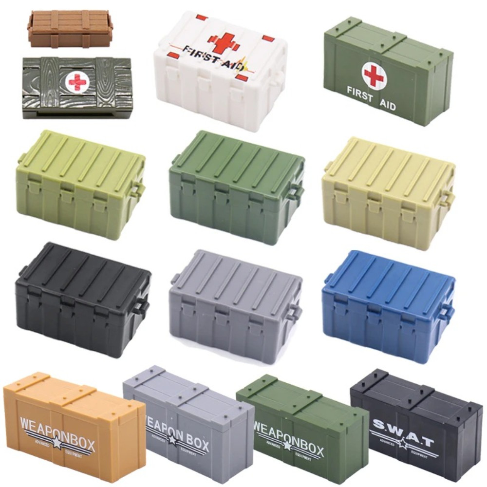 ทหาร MOC Building Block รูปอุปกรณ์เสริมกล่องอาวุธชุด Bullet Camouflage Mortar ของเล่นคริสต์มาสของขวัญฮาโลวีน