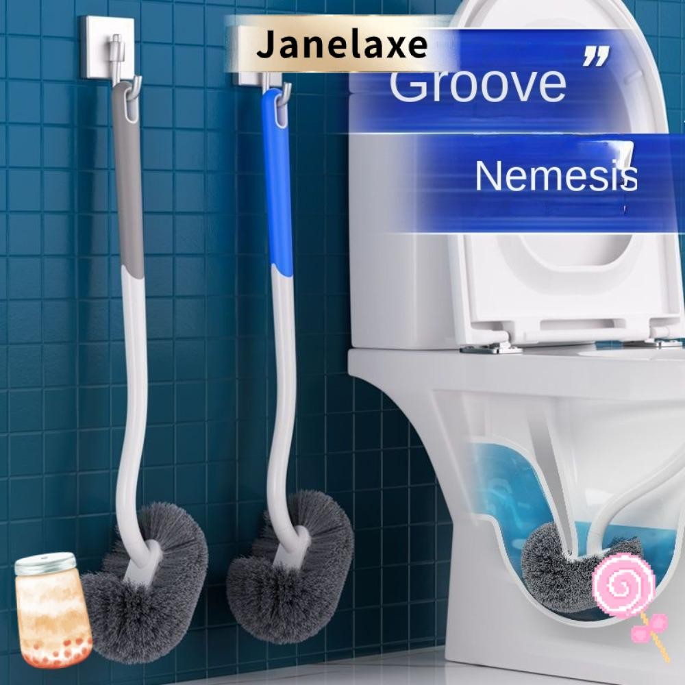 JANELAXE S-type แปรงห้องน้ํา, ติดผนัง S-type Long Handle มุม Gap แปรง, ผมนุ่มทนทานไม่มีมุมตาย นั่งยอง แปรงทําความสะอาดห้องน้ํา ห้องน้ํา