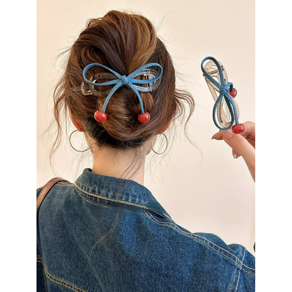 วินเทจคลิปจับกิ๊บสีแดงเชอร์รี่ สำหรับประดับผมและกระเป๋า