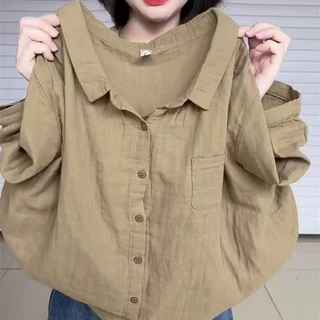 เสื้อคอปกย้อนยุคสำหรับผู้หญิง ดีไซน์เกาหลี กระตุ้นโดปามีน ช่วยให้ผิวดูละเอียดและกระชับ