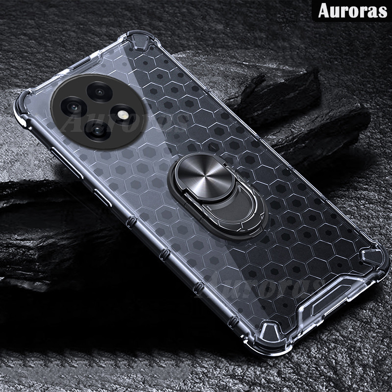 สําหรับ OnePlus 13R เคสโทรศัพท์โปร่งใสรังผึ้งที่มองไม่เห็นวงเล็บเกราะรถสําหรับ OnePlus 13R ปลอก HP