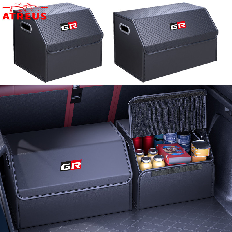 Toyota GR กล่องเก็บของในรถยนต์ พลิก กล่องเก็บของอเนกประสงค์แบบพับเก็บได้ กล่องเก็บของท้ายรถยนต์ กล่องใส่ของ สำหรับ Toyota GR 86 Yaris Corolla Cross Altis Supra CHR Wish bZ4X Vios Sienta Avanza