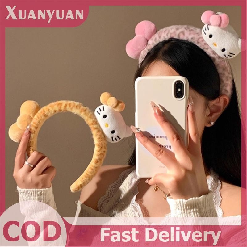 ตุ๊กตาHello Kitty Kawaii สไตล์เสือดาว พร้อมอุปกรณ์ตกแต่งผม ของขวัญสำหรับเธอ